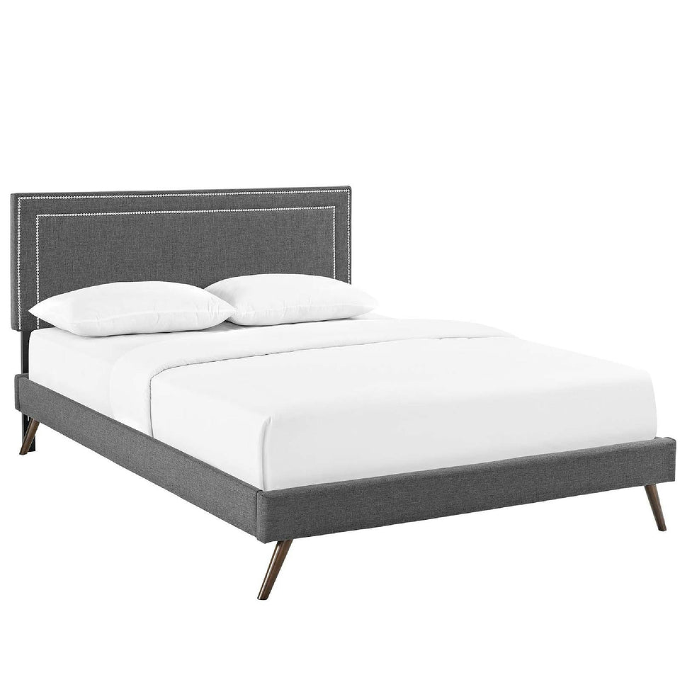 Jessamine Fabric Platform Bed with Round Splayed Legs by Modway