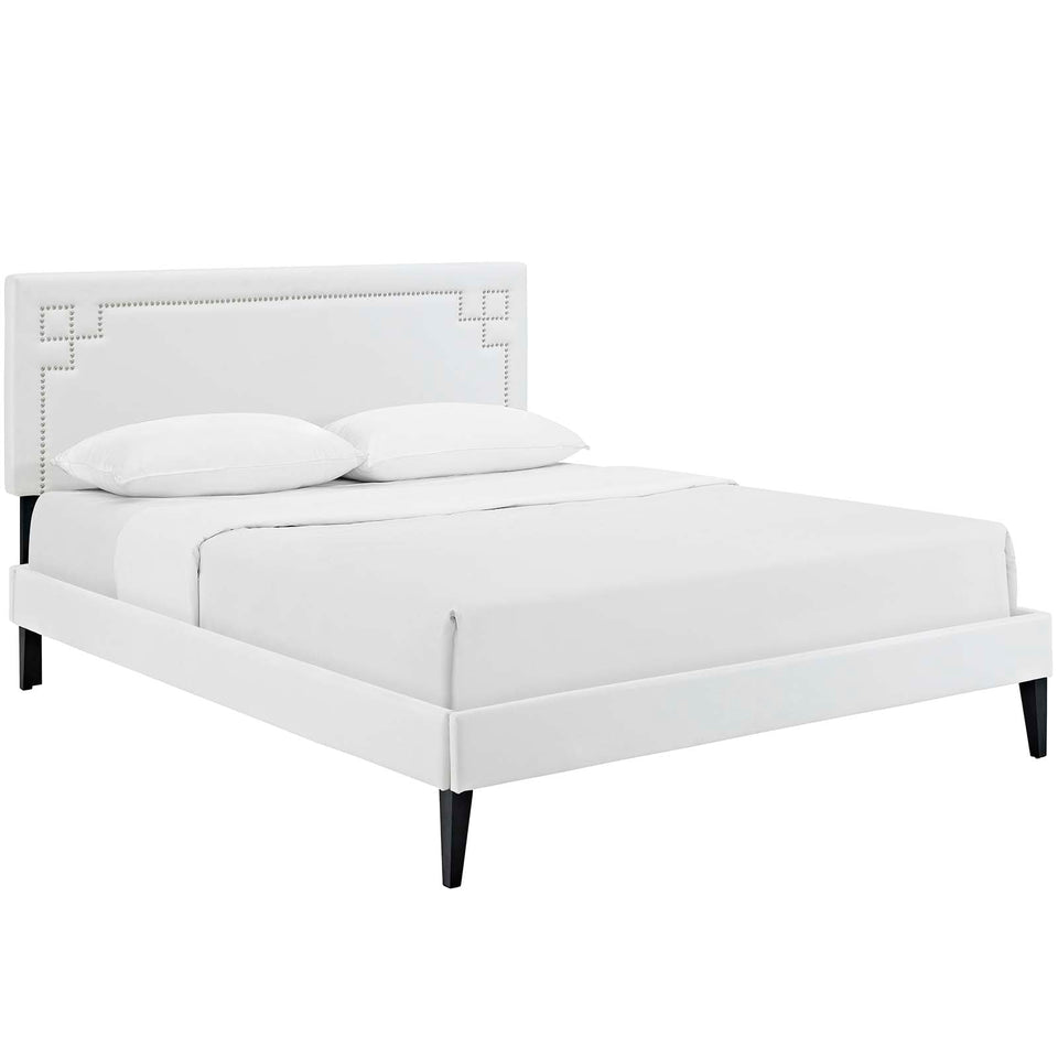 Josie Vinyl Queen Platform Bed with Squared Tapered Legs by Modway
