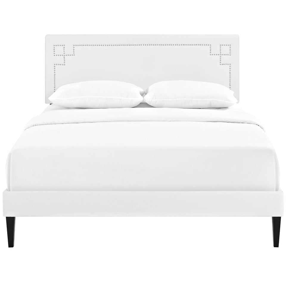 Josie Vinyl Queen Platform Bed with Squared Tapered Legs by Modway