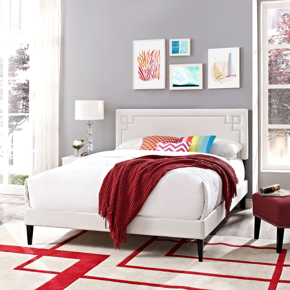 Josie Vinyl Queen Platform Bed with Squared Tapered Legs by Modway