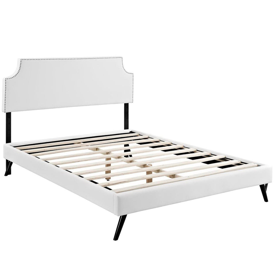 Laura Fabric Platform Bed with Round Splayed Legs by Modway