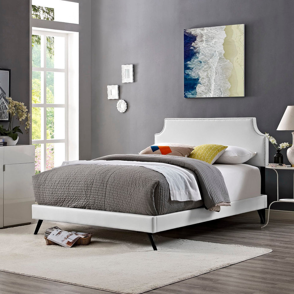 Laura Fabric Platform Bed with Round Splayed Legs by Modway