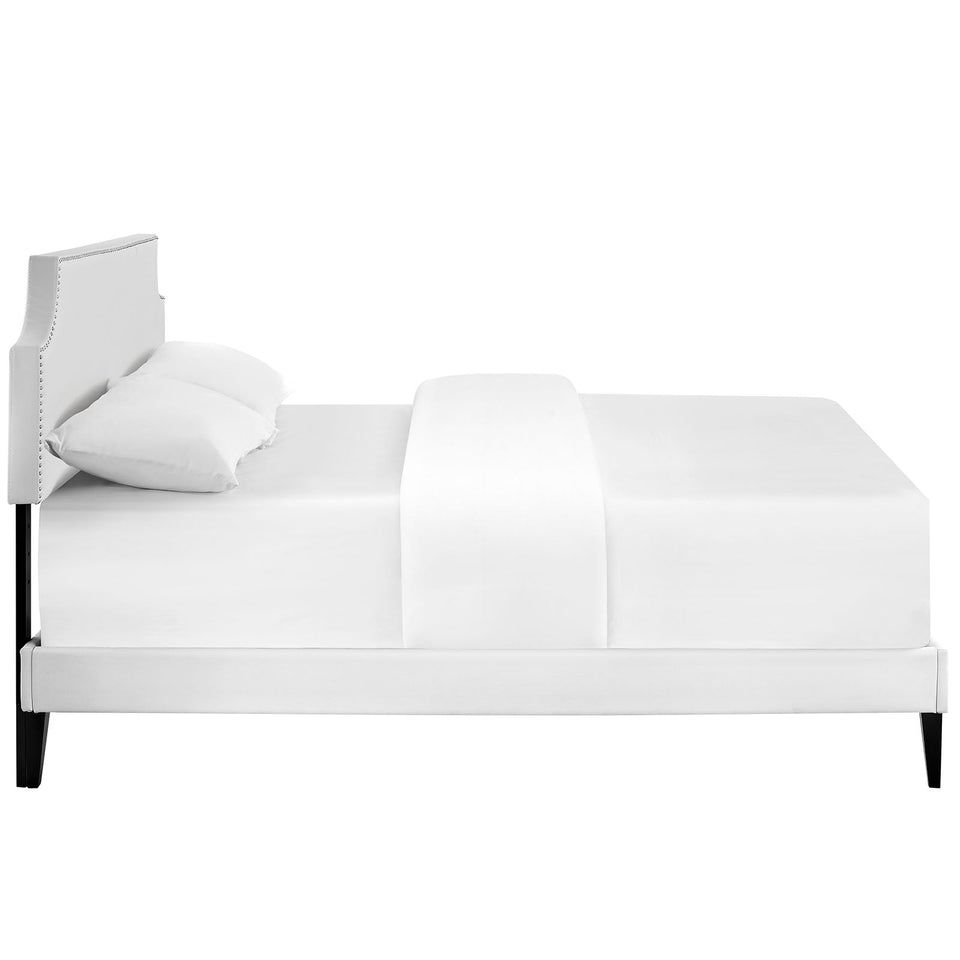 Laura Fabric Platform Bed with Squared Tapered Legs by Modway