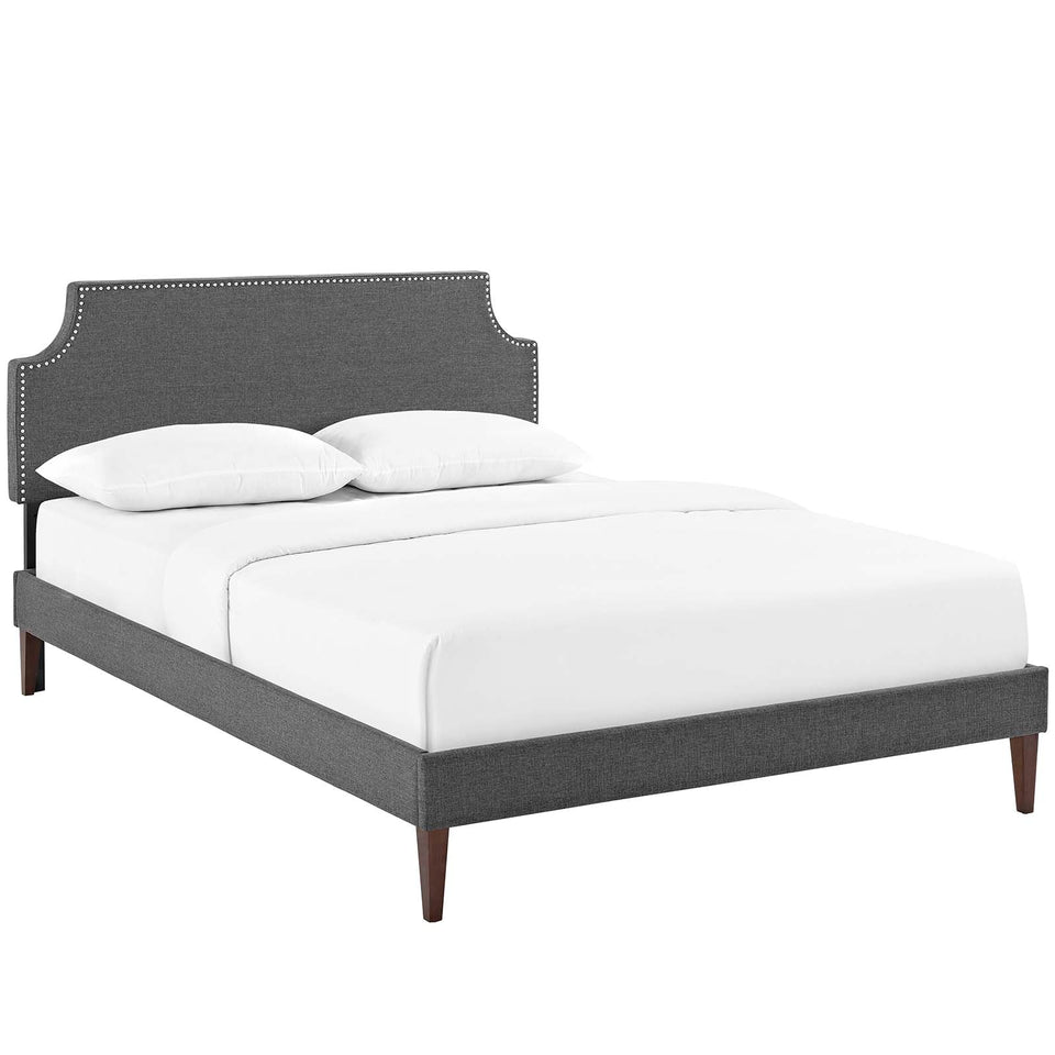 Laura Fabric Platform Bed with Squared Tapered Legs by Modway