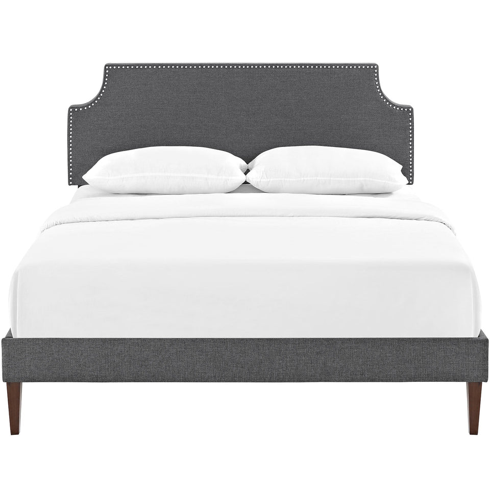 Laura Fabric Platform Bed with Squared Tapered Legs by Modway