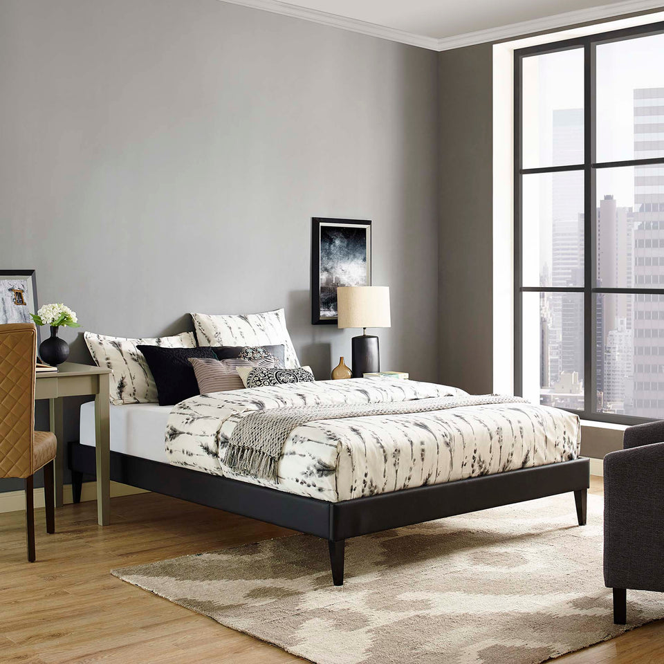 Tessie Vinyl Bed Frame with Squared Tapered Legs by Modway
