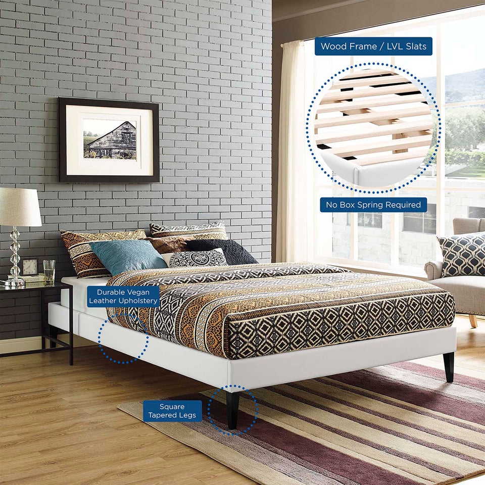 Tessie Vinyl Bed Frame with Squared Tapered Legs by Modway