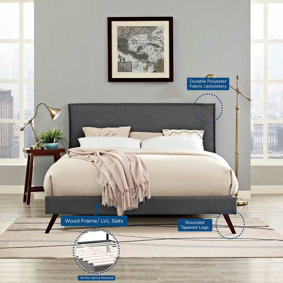 Amaris Fabric Platform Bed with Round Splayed Legs by Modway