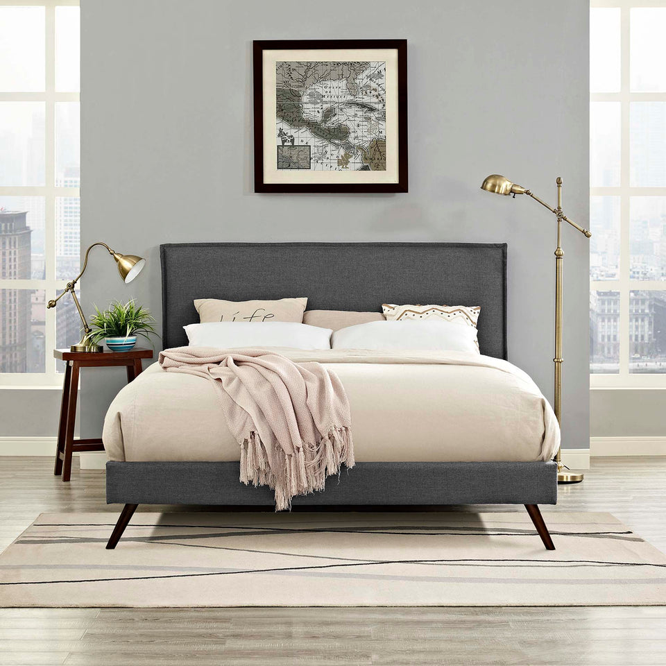 Amaris Fabric Platform Bed with Round Splayed Legs by Modway