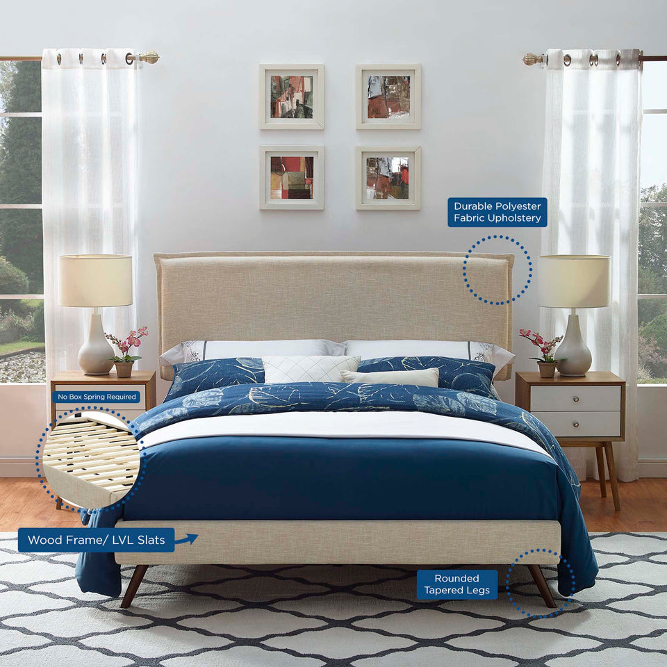 Amaris Fabric Platform Bed with Round Splayed Legs by Modway