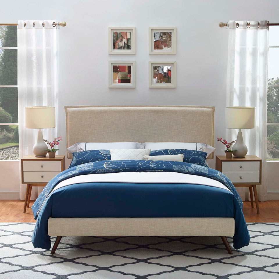 Amaris Fabric Platform Bed with Round Splayed Legs by Modway