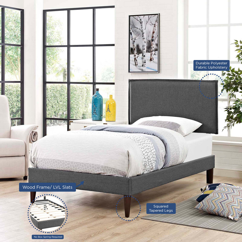 Amaris Fabric Platform Bed with Squared Tapered Legs by Modway