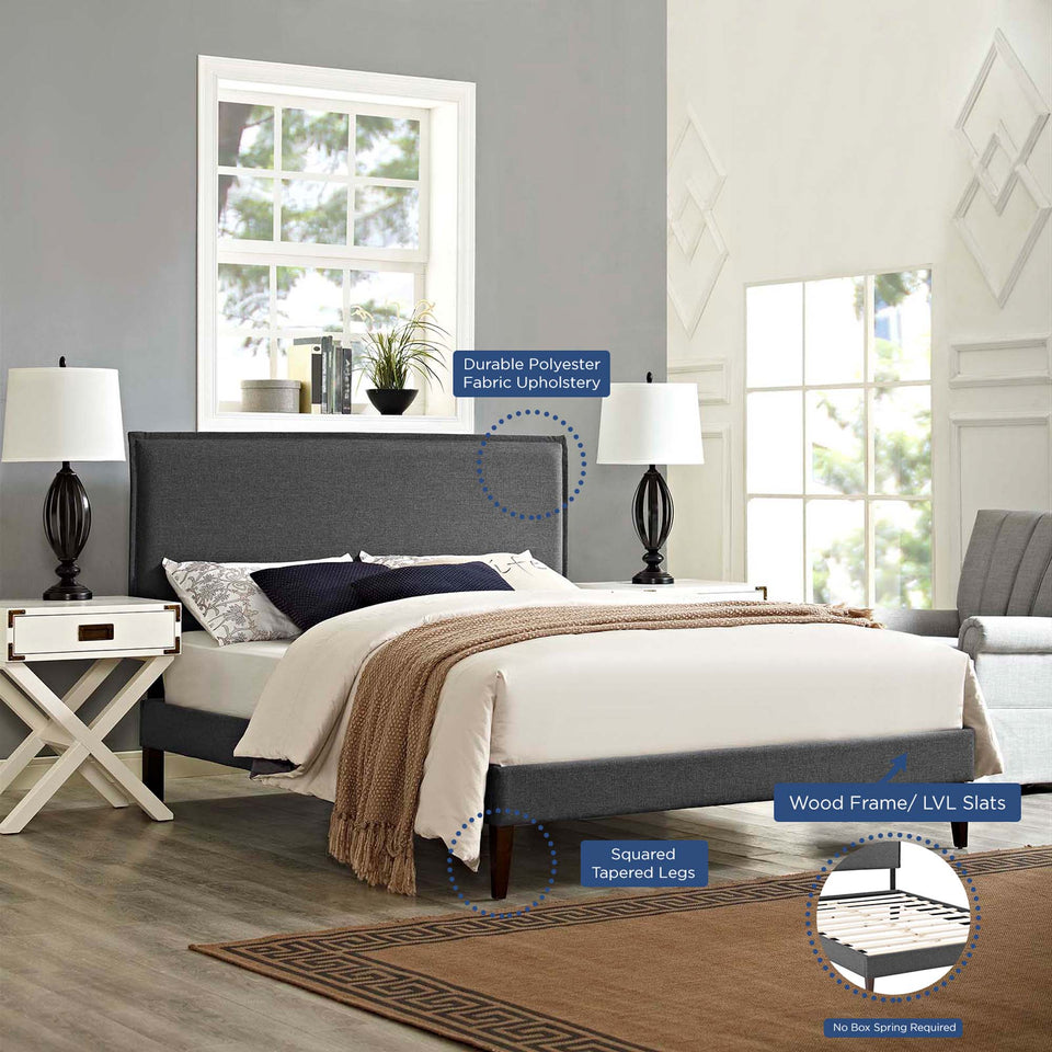 Amaris Fabric Platform Bed with Squared Tapered Legs by Modway