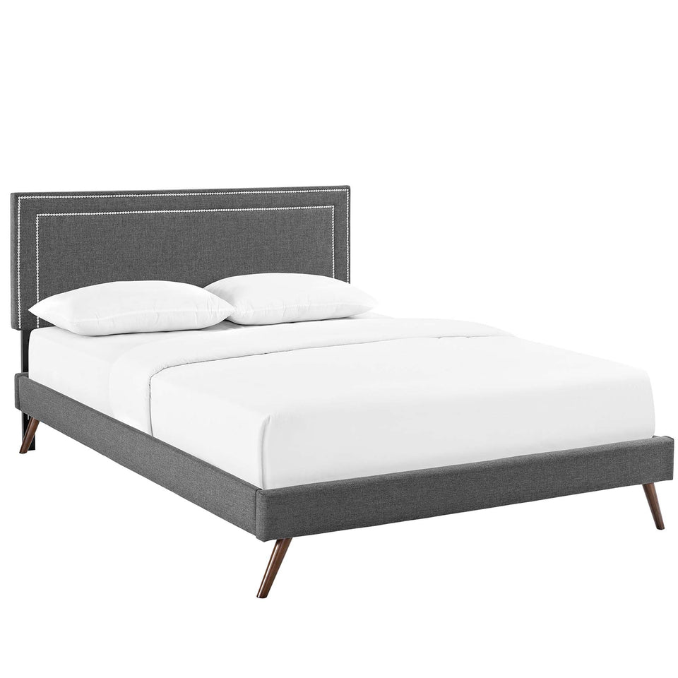 Virginia Fabric Platform Bed with Round Splayed Legs by Modway