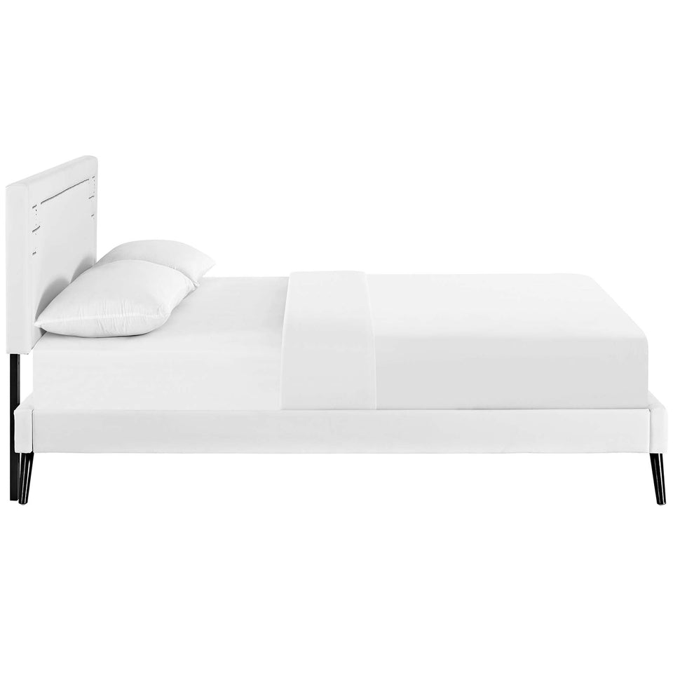 Ruthie Vinyl Platform Bed with Round Splayed Legs by Modway