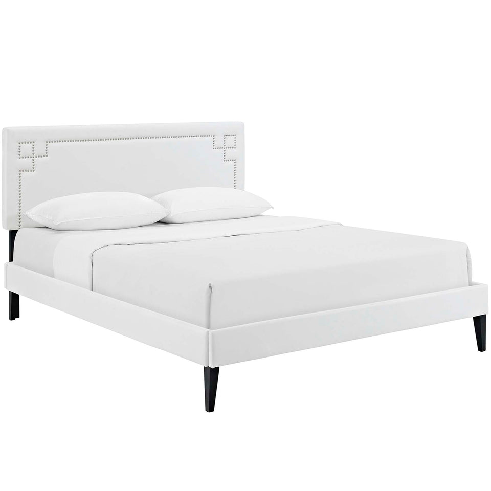 Ruthie Vinyl Platform Bed with Squared Tapered Legs by Modway