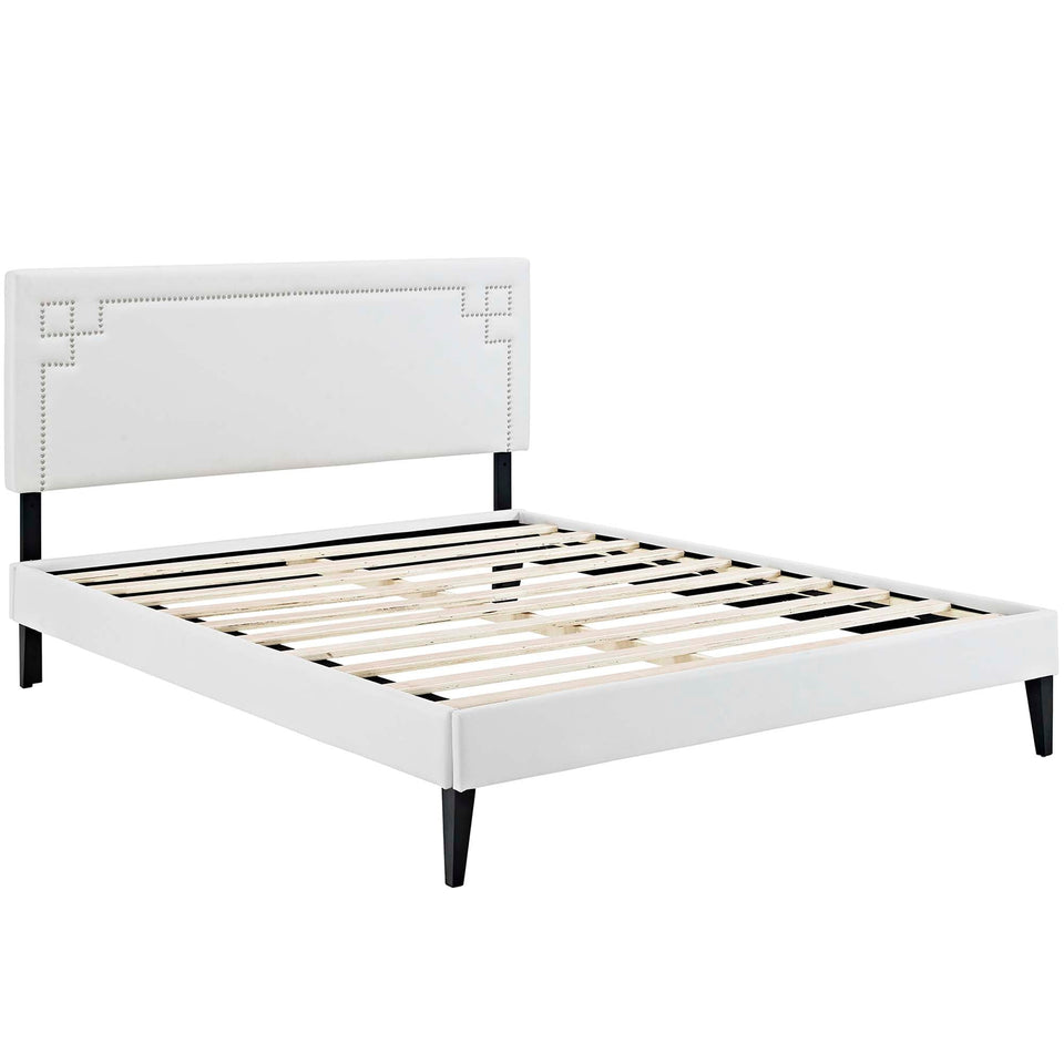 Ruthie Vinyl Platform Bed with Squared Tapered Legs by Modway
