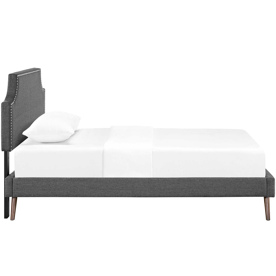 Corene Fabric Platform Bed with Round Splayed Legs by Modway