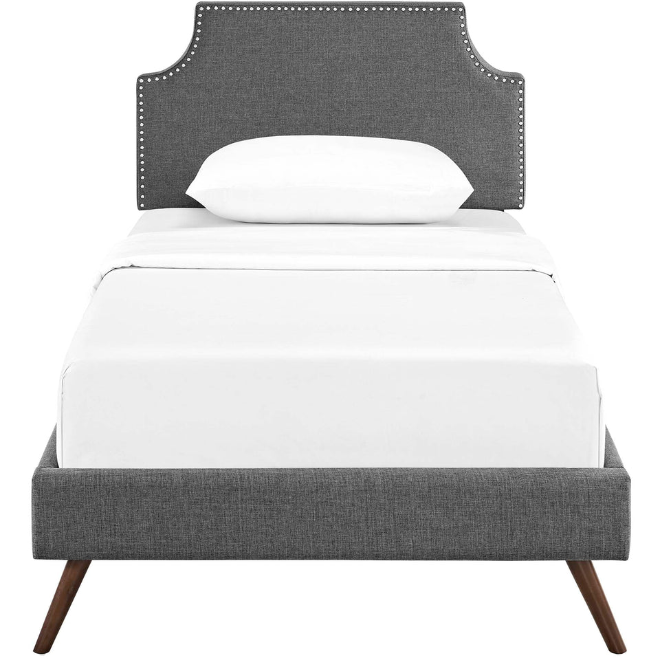 Corene Fabric Platform Bed with Round Splayed Legs by Modway