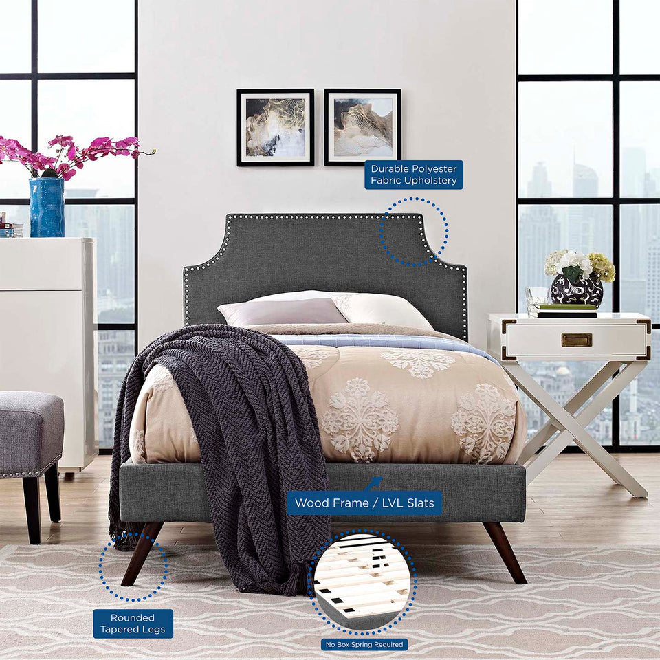 Corene Fabric Platform Bed with Round Splayed Legs by Modway