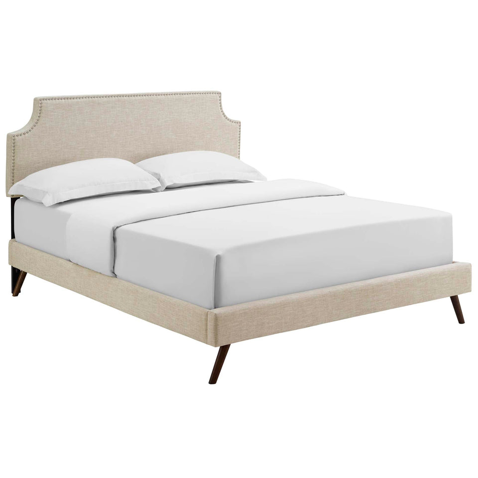 Corene Fabric Platform Bed with Round Splayed Legs by Modway