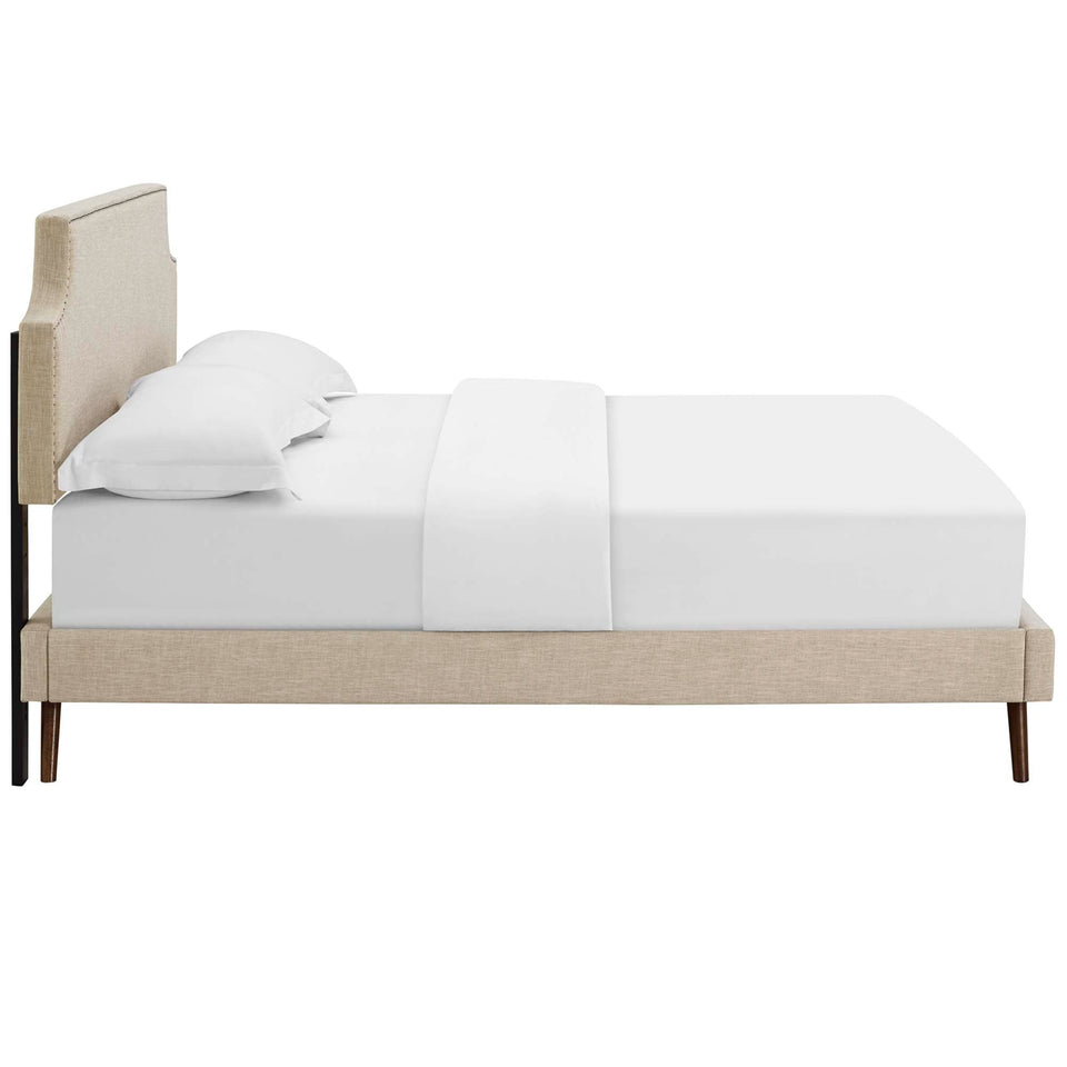 Corene Fabric Platform Bed with Round Splayed Legs by Modway
