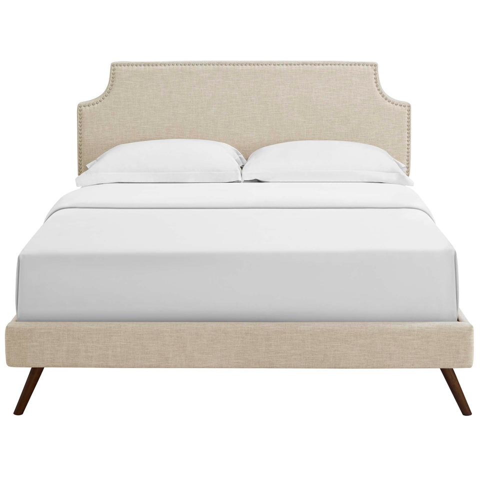 Corene Fabric Platform Bed with Round Splayed Legs by Modway