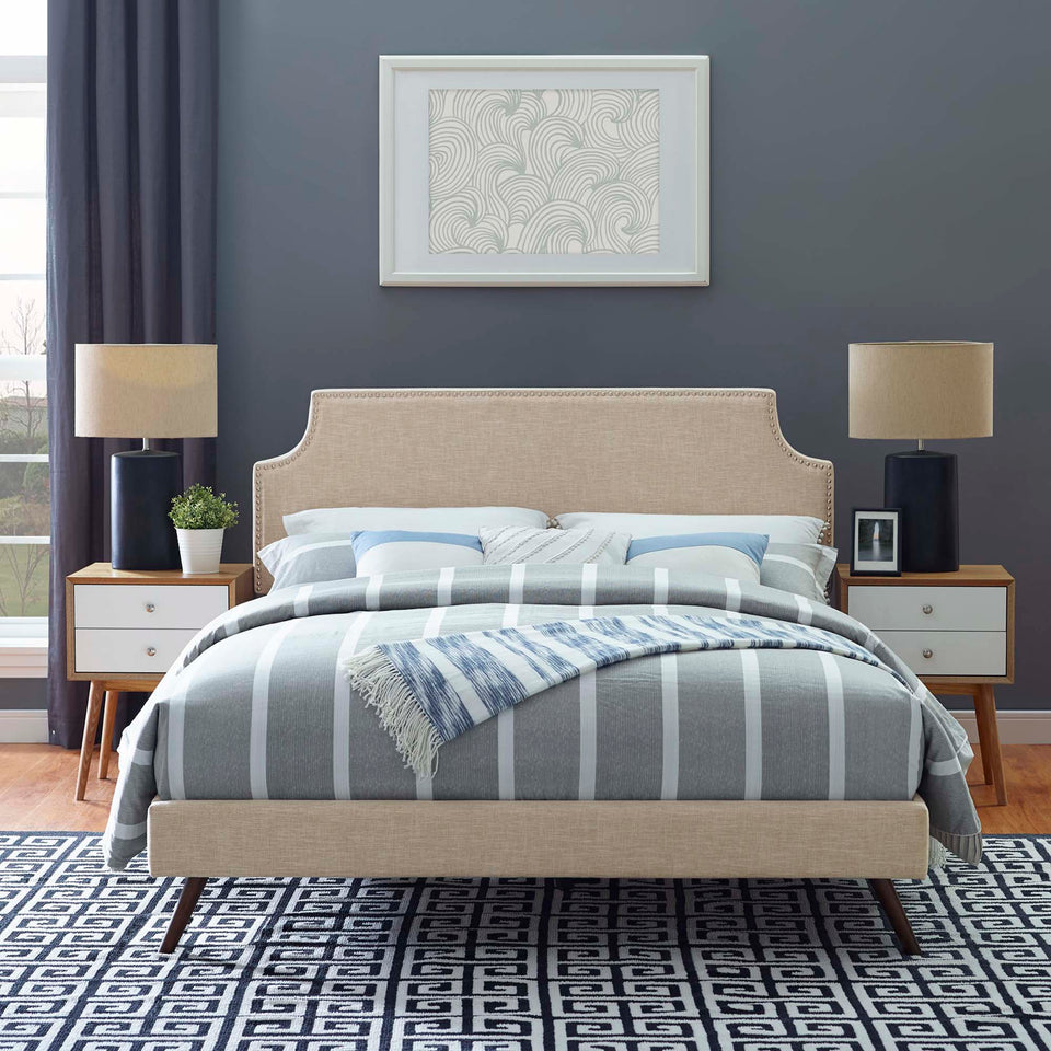 Corene Fabric Platform Bed with Round Splayed Legs by Modway
