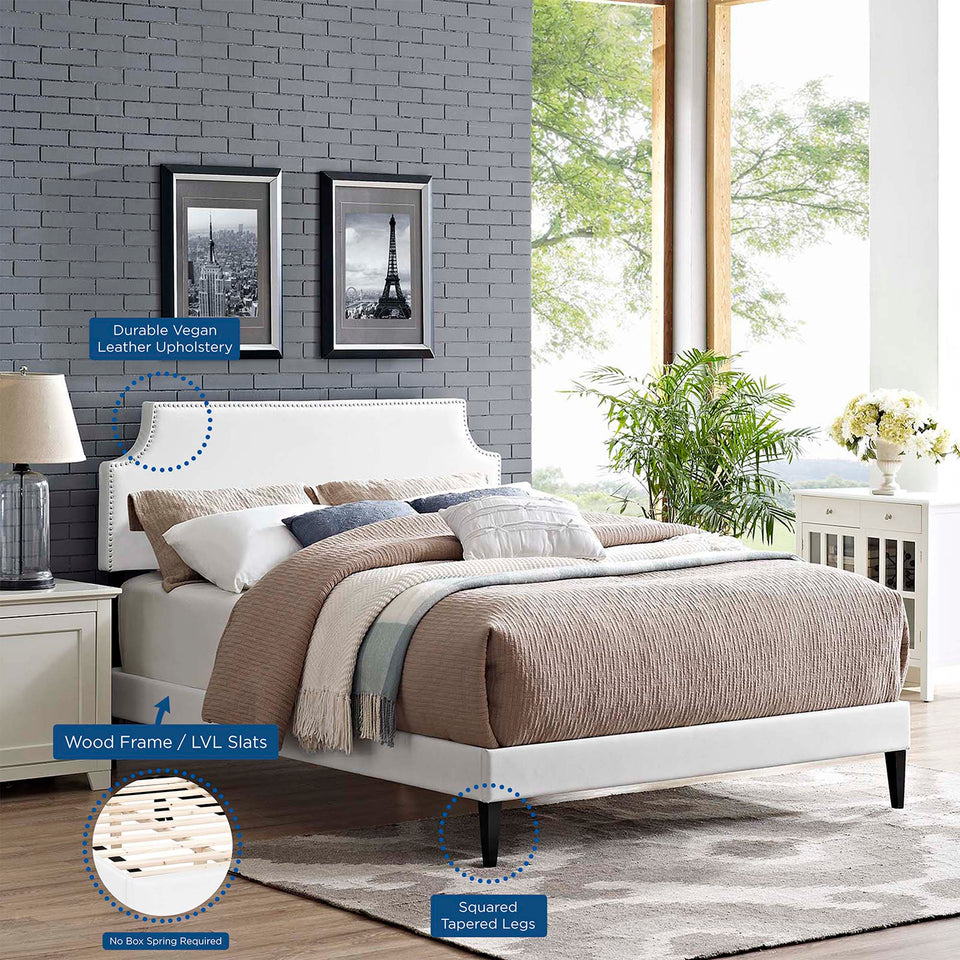 Corene Vinyl Platform Bed with Squared Tapered Legs by Modway