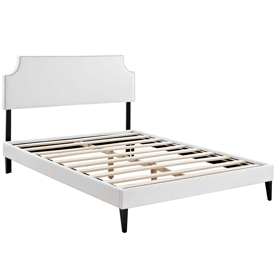 Corene Vinyl Platform Bed with Squared Tapered Legs by Modway