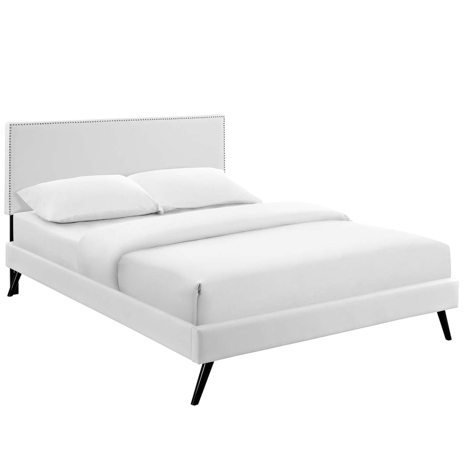 Macie Vinyl Platform Bed with Round Splayed Legs by Modway