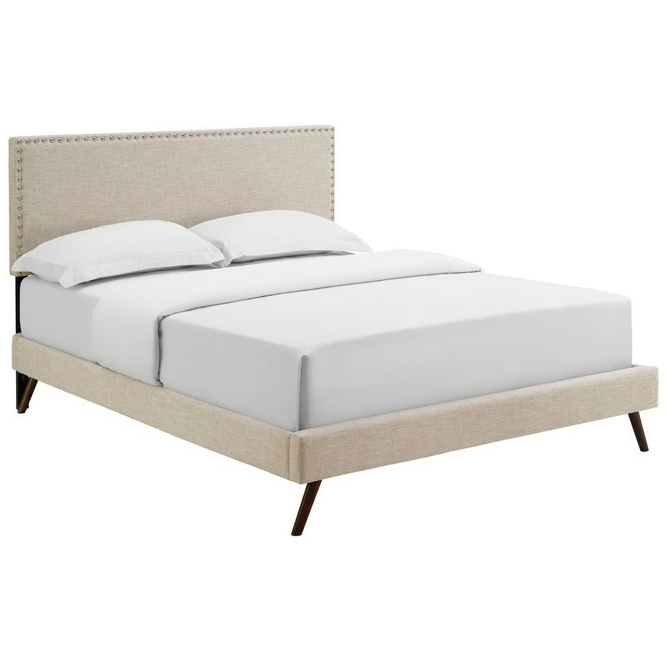 Macie Fabric Platform Bed with Round Splayed Legs by Modway