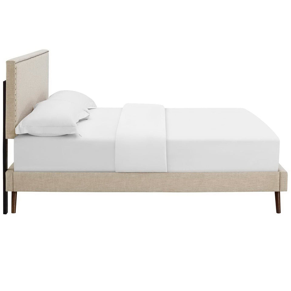 Macie Fabric Platform Bed with Round Splayed Legs by Modway