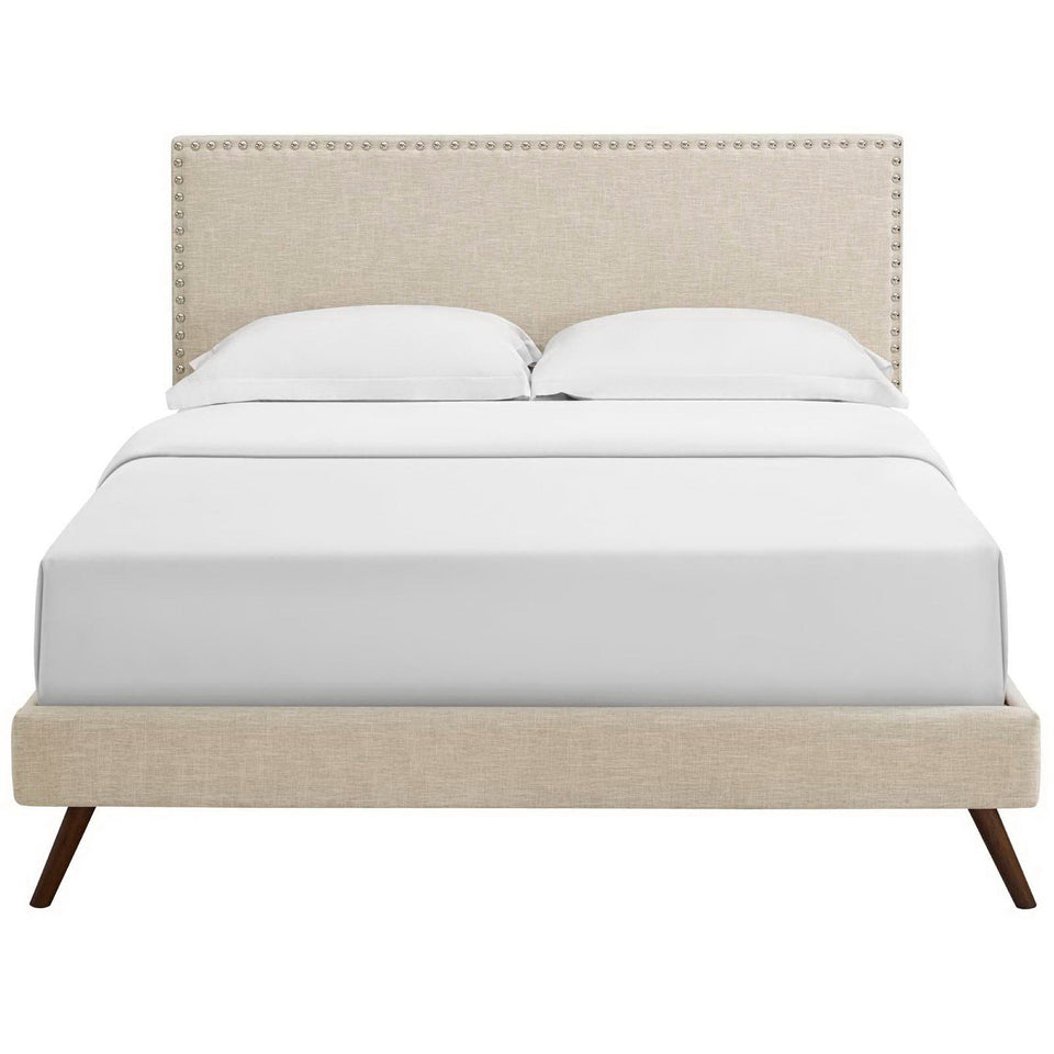 Macie Fabric Platform Bed with Round Splayed Legs by Modway