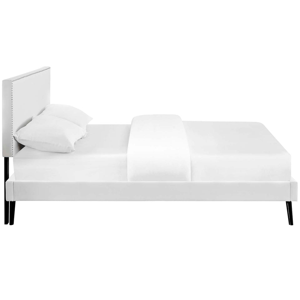 Macie Vinyl Platform Bed with Round Splayed Legs by Modway