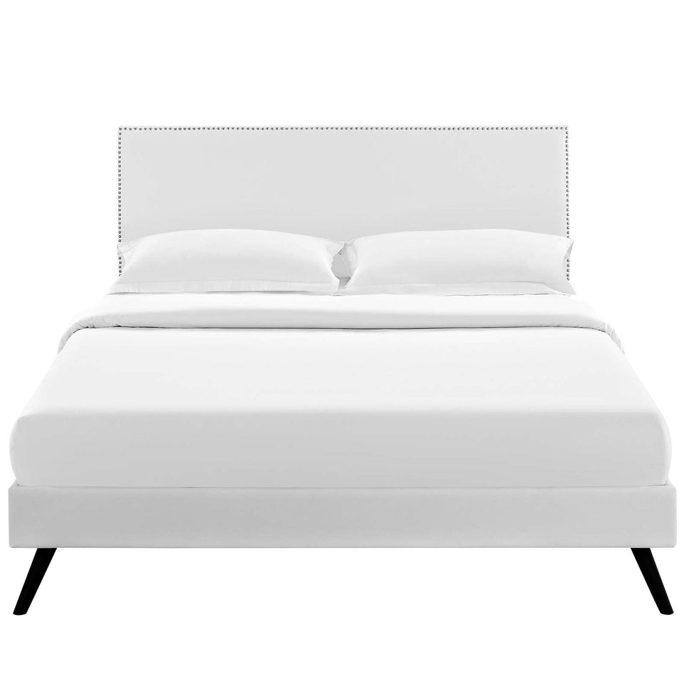 Macie Vinyl Platform Bed with Round Splayed Legs by Modway