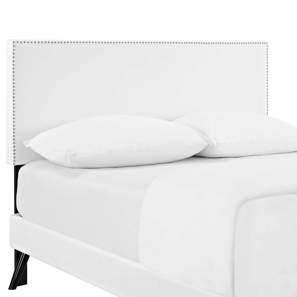 Macie Vinyl Platform Bed with Round Splayed Legs by Modway