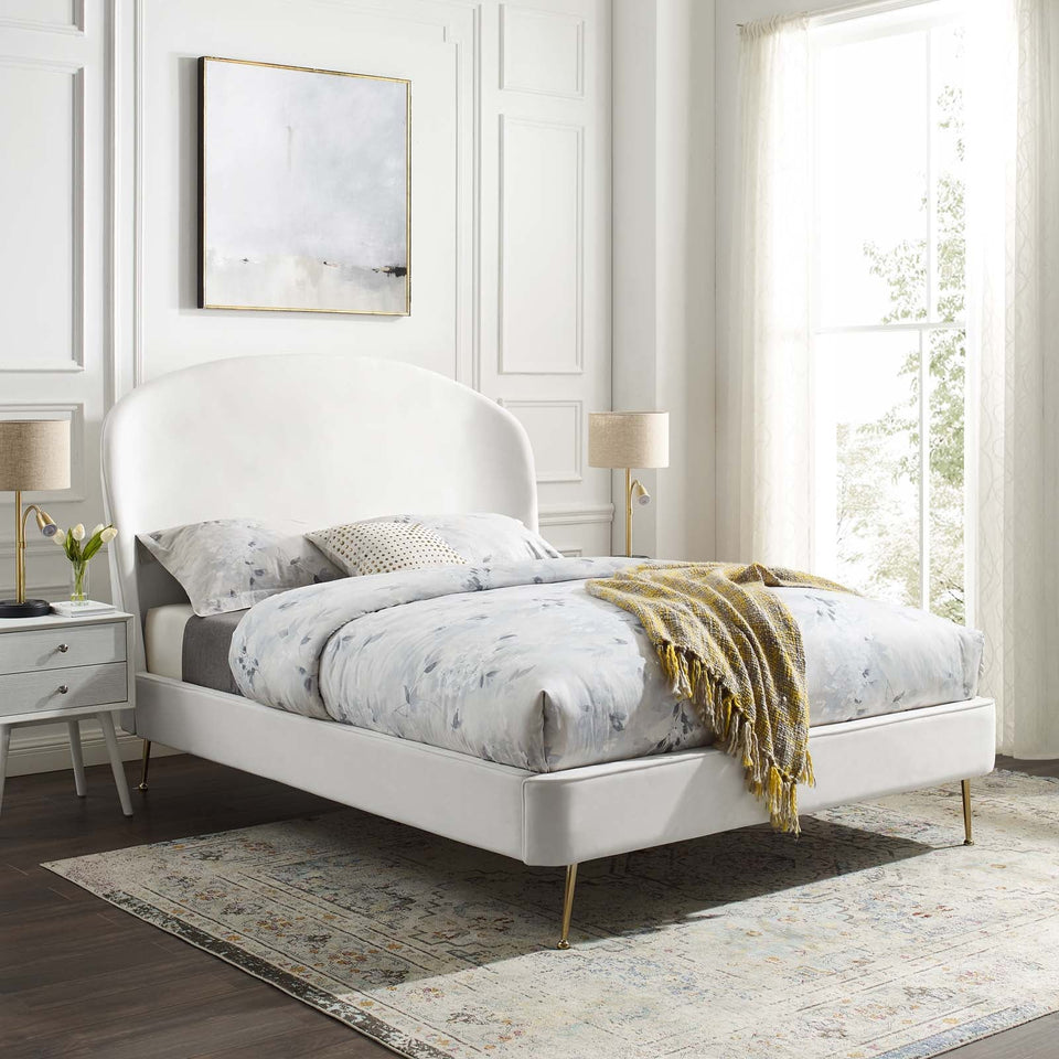 Mira Upholstered Performance Velvet Queen Platform Bed by Modway