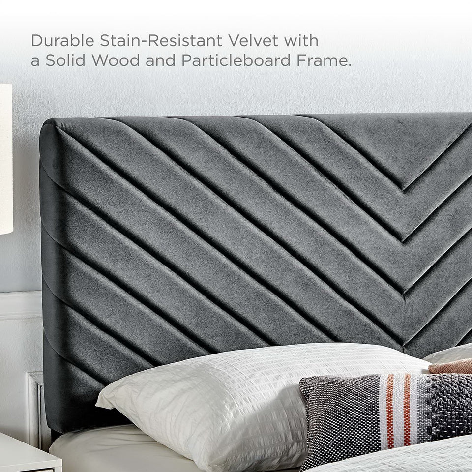 Alyson Angular Channel Tufted Performance Velvet Full / Queen Headboard by Modway