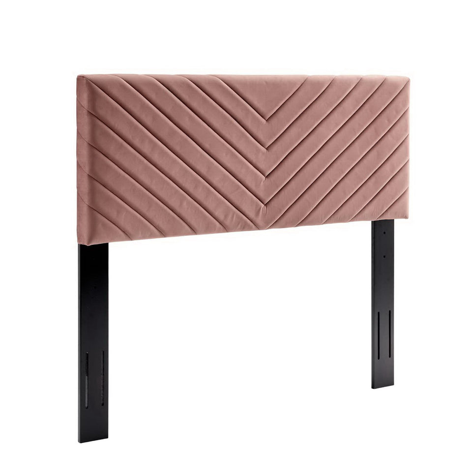 Roxanne Tapered Wood Leg Performance Velvet Queen Platform Bed by Modway