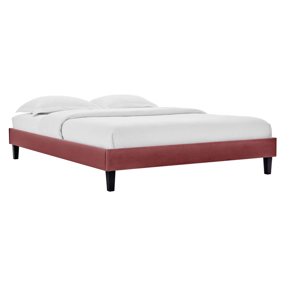 Alessi Tapered Wood Leg Performance Velvet Queen Platform Bed by Modway
