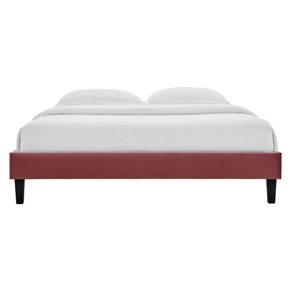 Roxanne Tapered Wood Leg Performance Velvet Queen Platform Bed by Modway
