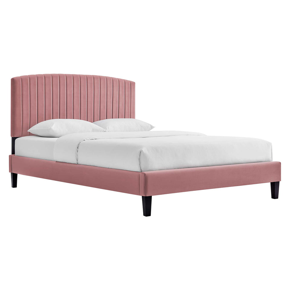 Alessi Tapered Wood Leg Performance Velvet Queen Platform Bed by Modway