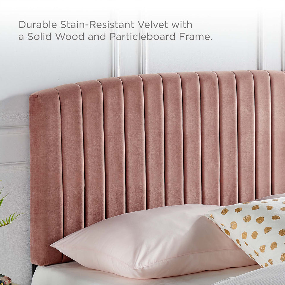 Alessi Tapered Wood Leg Performance Velvet Queen Platform Bed by Modway
