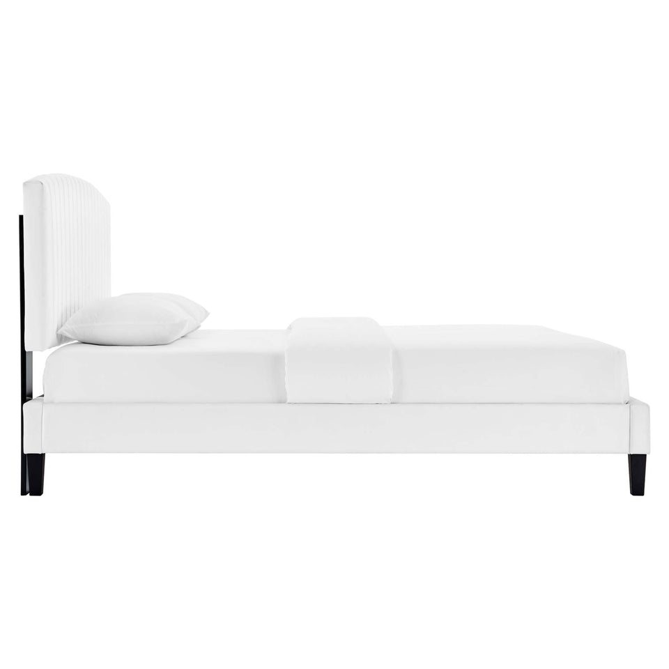 Alessi Tapered Wood Leg Performance Velvet Queen Platform Bed by Modway