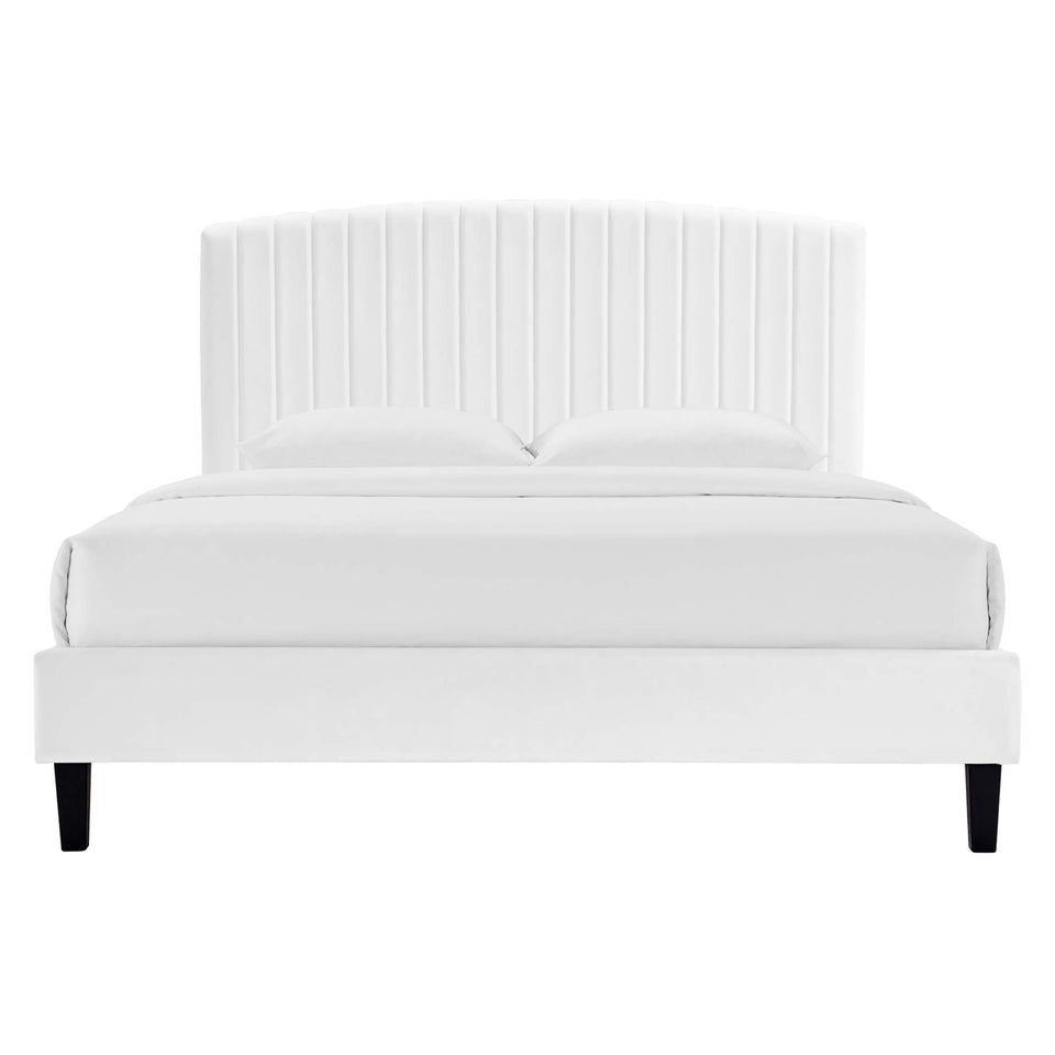 Alessi Tapered Wood Leg Performance Velvet Queen Platform Bed by Modway