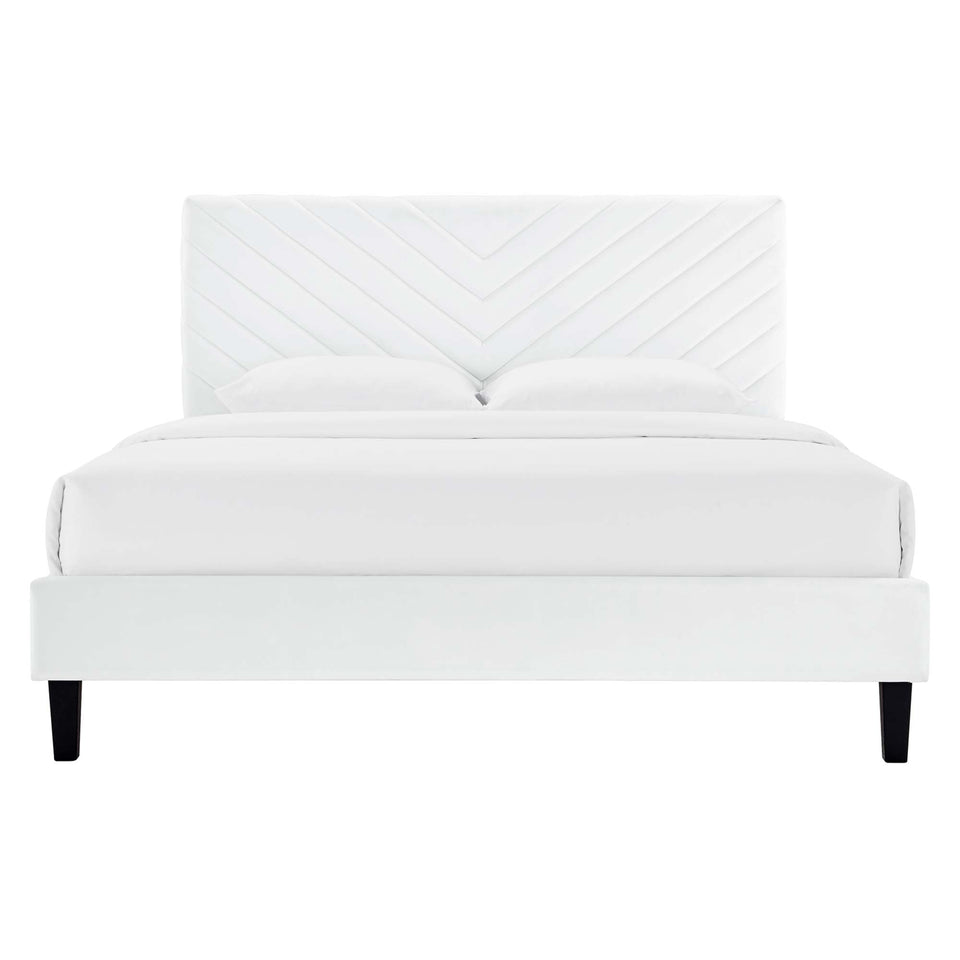 Roxanne Tapered Wood Leg Performance Velvet Queen Platform Bed by Modway
