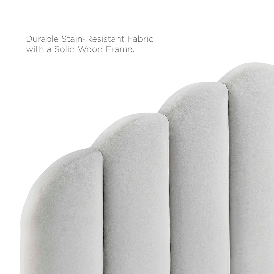 Daisy Tapered Wood Leg Performance Velvet Queen Platform Bed by Modway