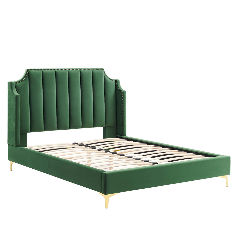 Daniella Performance Velvet Queen Platform Bed by Modway