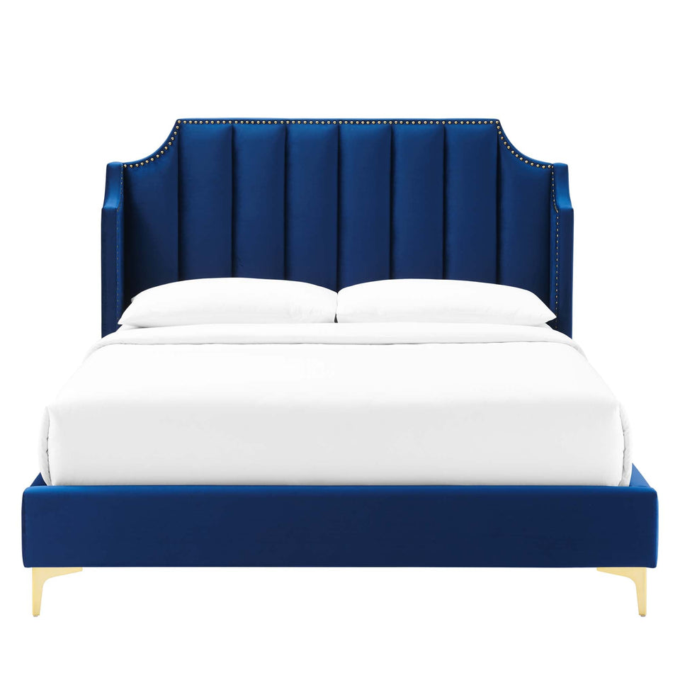 Daniella Performance Velvet Queen Platform Bed by Modway
